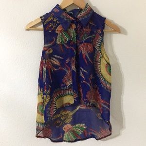 See-Through Button down Colorful Top